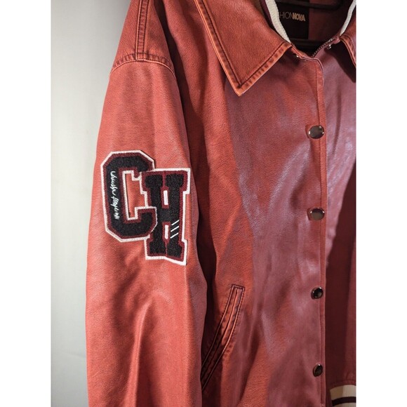 Fashion Nova Women's Cheer You On Varsity Bomber Jacket Red Plus 1x Curve [C03] - Picture 3 of 9